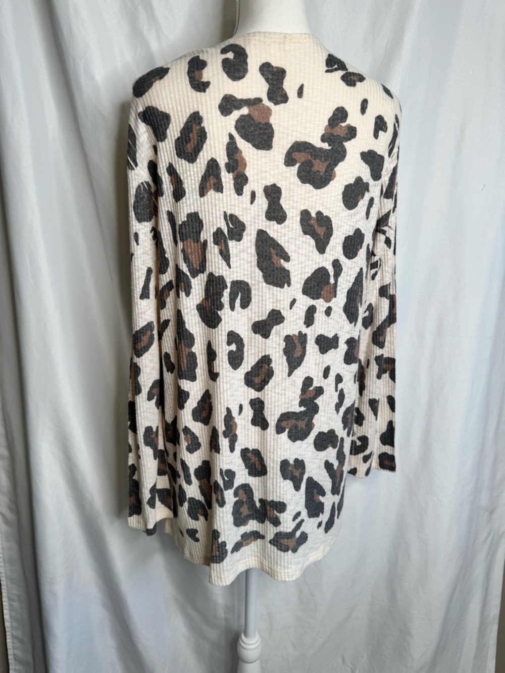 Phil Love Leopard Print Ribbed Open Front Cardigan Large - Picture 5 of 8